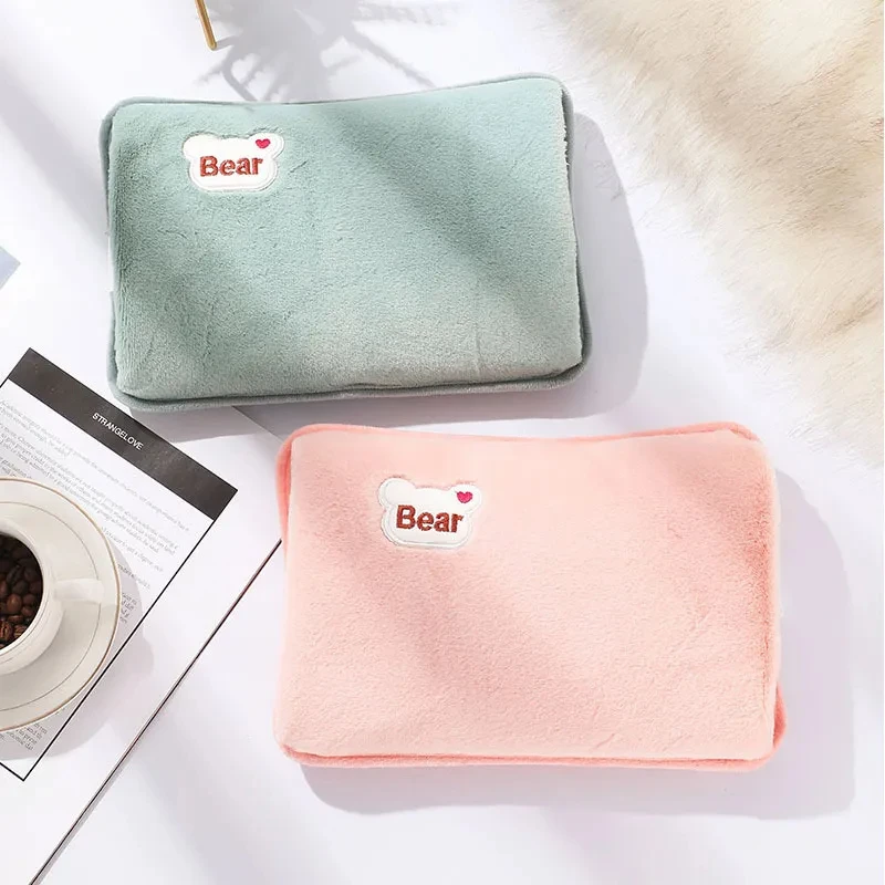 ไฟฟ้าน้ําร้อนกระเป๋าReusable Plushน้ําร้อนขวดEUปลั๊กชาร์จเครื่องทําความร้อนน้ํากระเป๋าฤดูหนาวWarm Hand Pocket