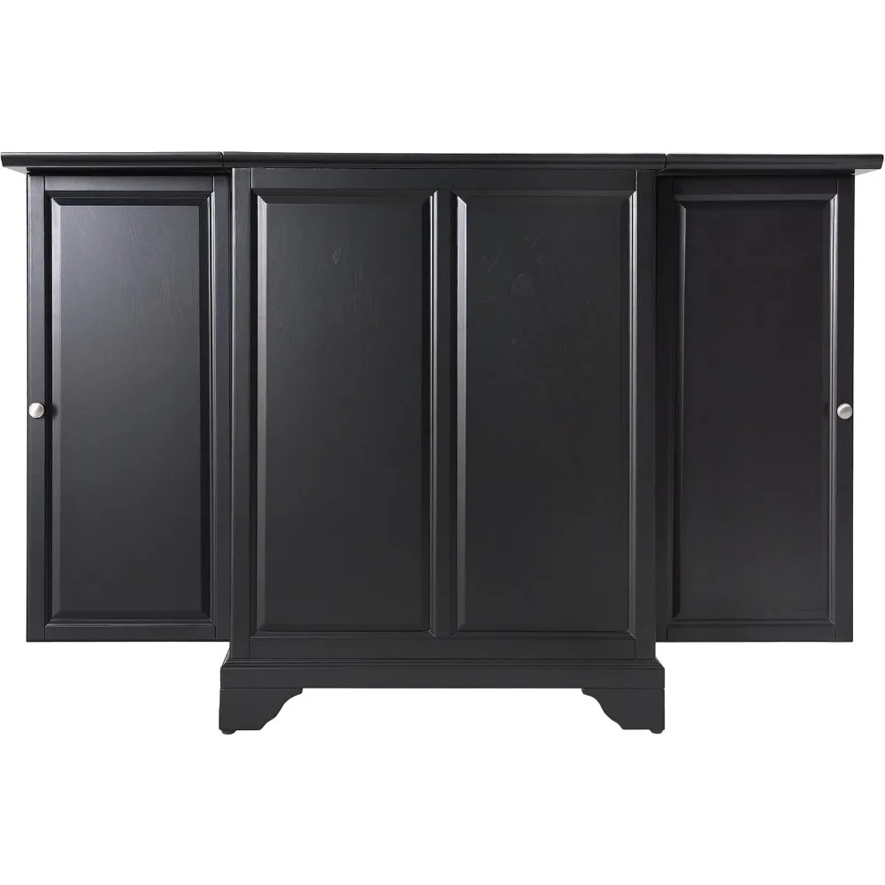 Lafayette Expandable Bar Cabinet with Storage Shelves, Drawer, and Wine Rack, Black
