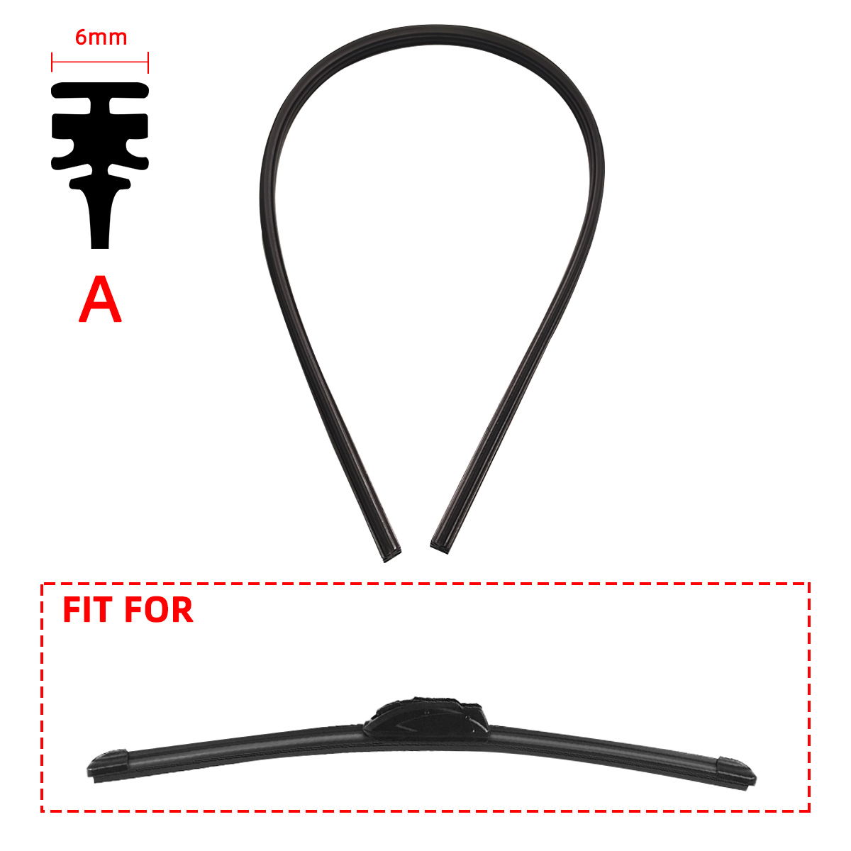 Car Wiper Blades Refills Natural Rubber Strips Wiper Blade Replacement Parts All Types for Auto Windshield All Seasons 32" 26"