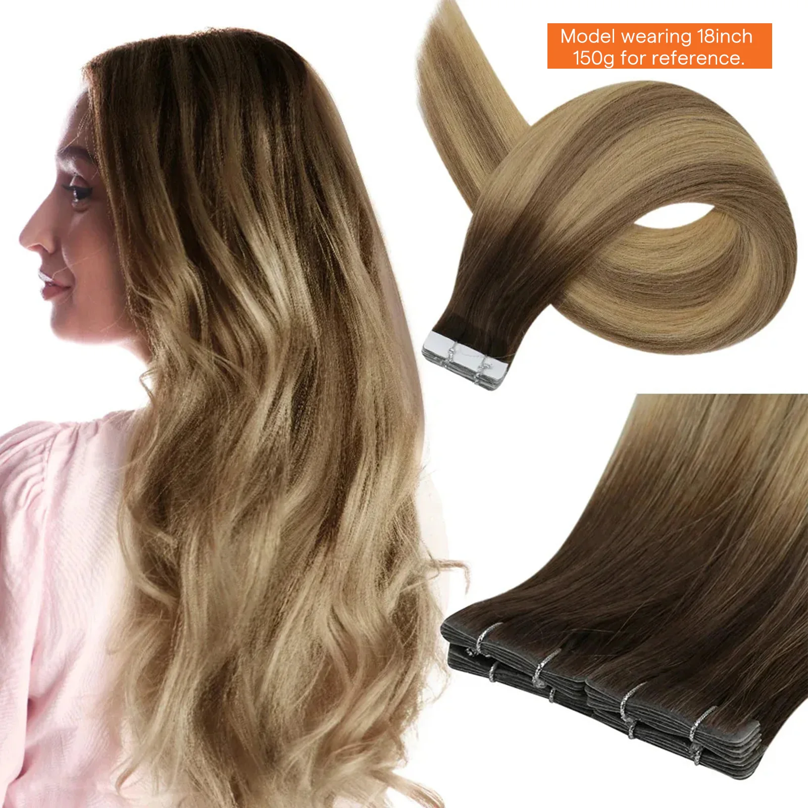 Full Shine Virgin Injection Tape in Human Hair Extensions Invisible Hand Tied Tape in Hair Extension Human Hair Natural Adhesive
