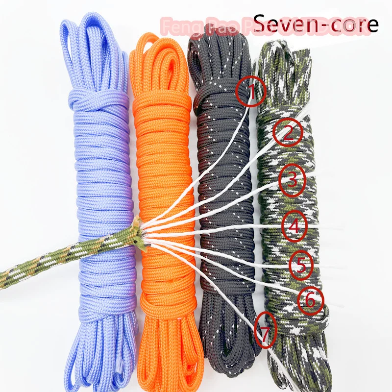 7 Nhân 550 Dây Paracord 5 15 30 M Dia.4mm Cho Cắm Trại Ngoài Trời Sinh Tồn Dây Buộc Dây Dù Đi Bộ Đường Dài Kèm Miếng