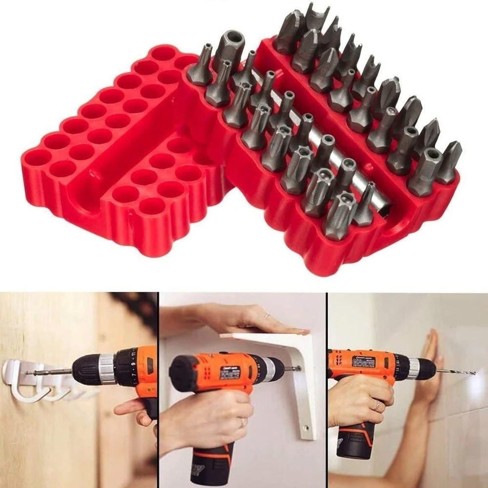 33pcs Magnetic Security Screwdriver Bit Torq Torx Hexagonal Star Spanner Electric Holder Bits Set 1/4" 6.35mm for Screwing