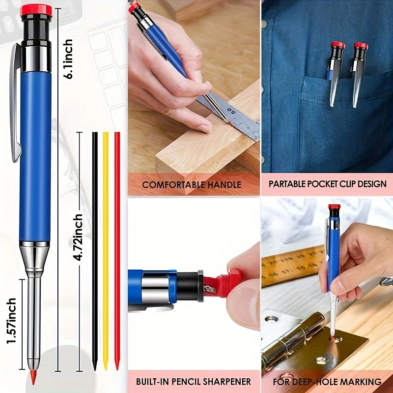 2.8 มม.โลหะอลูมิเนียม Rod Deep Hole ปากกา,ปากกามาร์กเกอร์,ไม้ดินสอ,Built-in ดินสอ Sharpener