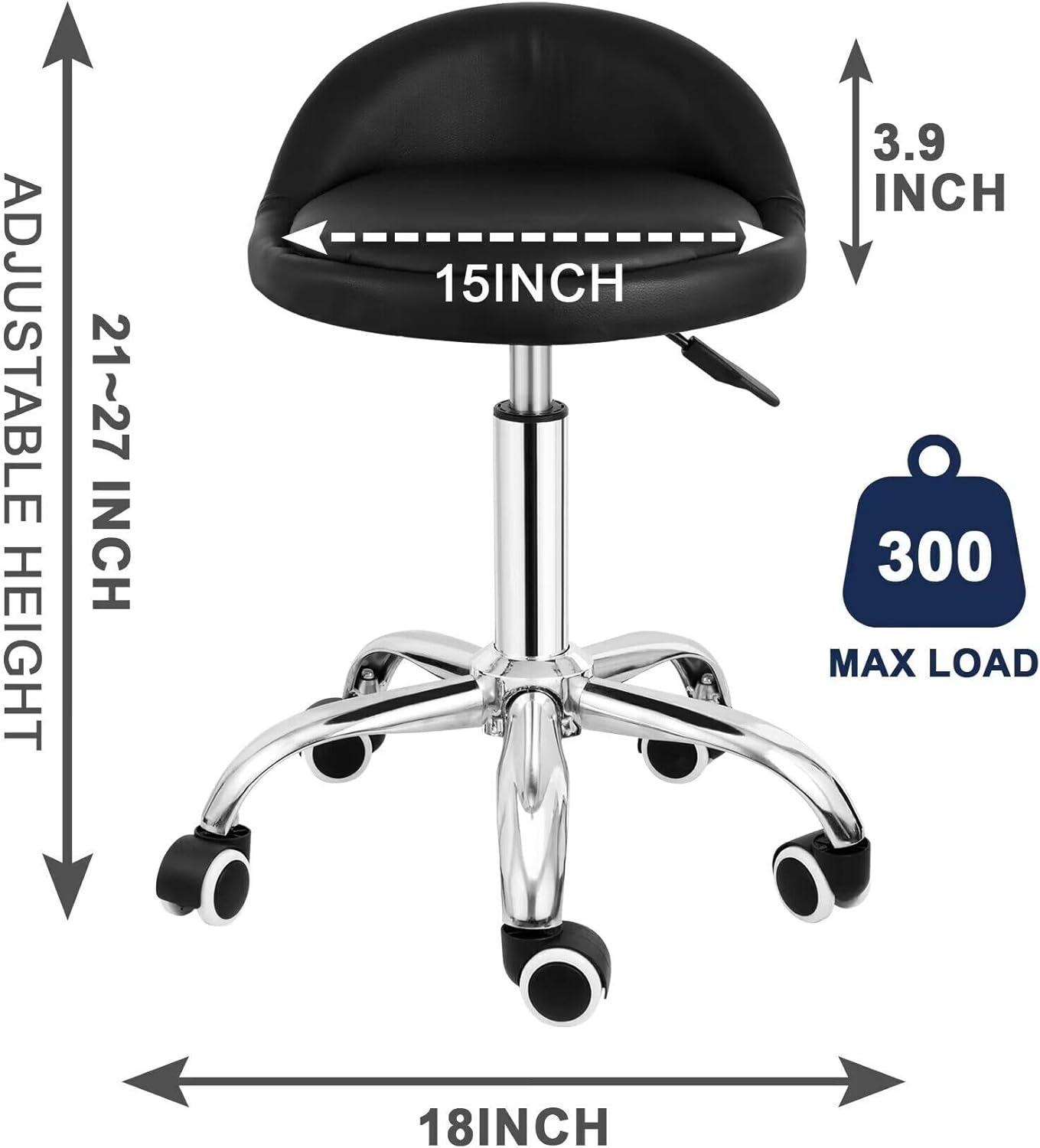 Taburete de salón giratorio hidráulico de altura ajustable, taburete médico de Spa para masaje Facial de tatuaje con ruedas de respaldo