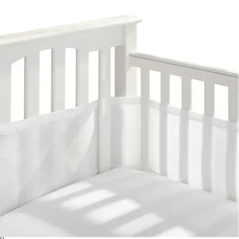 Forro de cama de malla transpirable, valla de cuna de bebé de 4 paneles, barandilla de algodón, parachoques grueso, Protector de cuna alrededor de una pieza, decoración de habitación de bebé