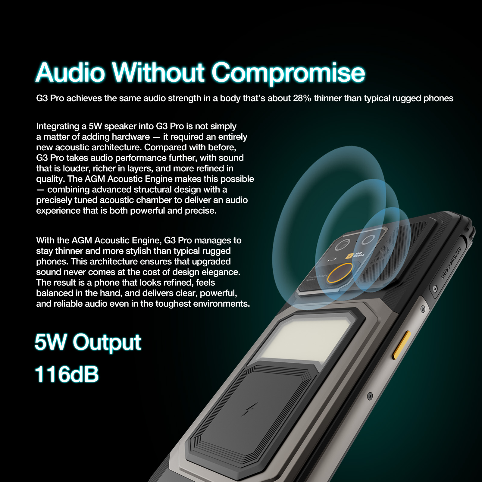 AGM G3 5G teléfono resistente 24GB(12+12) 512GB carga inalámbrica 10000mAh teléfono 6,72 "120Hz dimensión 7300 Android15 luz de Camping