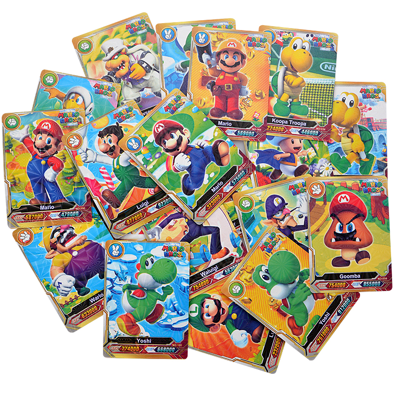 Super Mario Bros Luigi Toad DK princesa melocotón Bowser Wario juego batalla tarjetas comerciales juguete para regalo de cumpleaños para niños