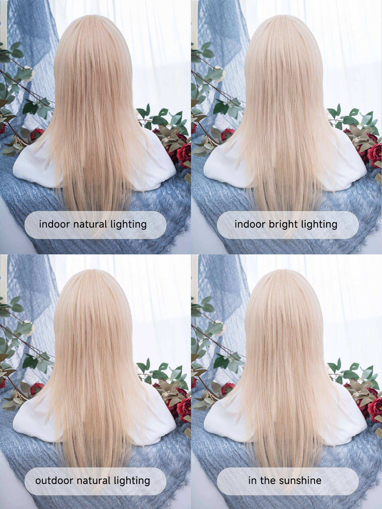 金髪の合成かつら,ヨーロッパの女の子のスタイル,女性のためのフリンジ付き,長くて滑らかな自然な髪,毎日の使用,耐熱性,26インチ