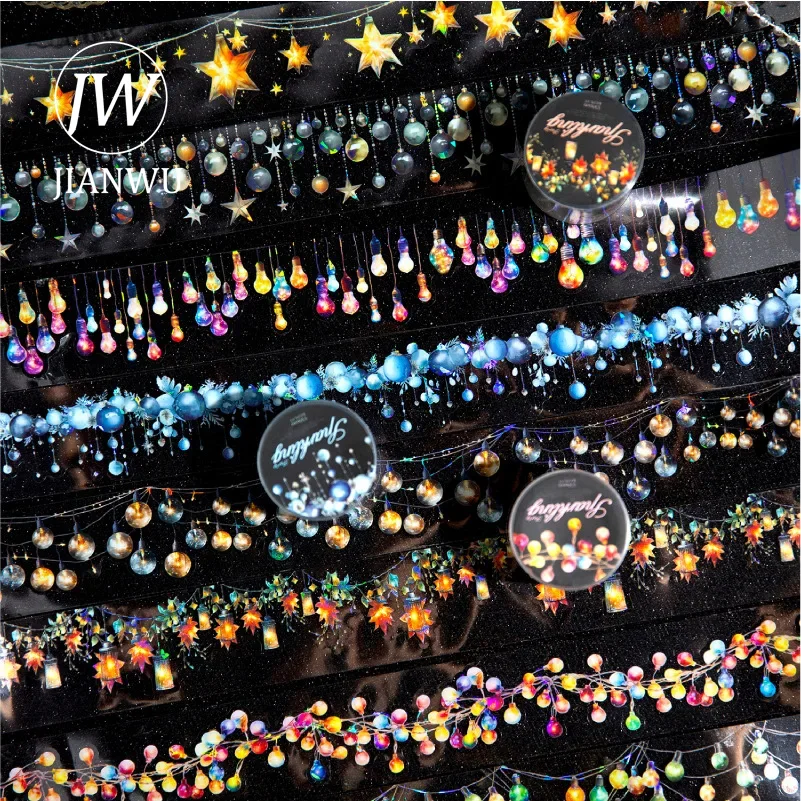 JIANWU 37.5mm*200cm Glitter Party Series Vintage Light Bronzing Material Collage PET Tape Creative DIY Journal Stationery