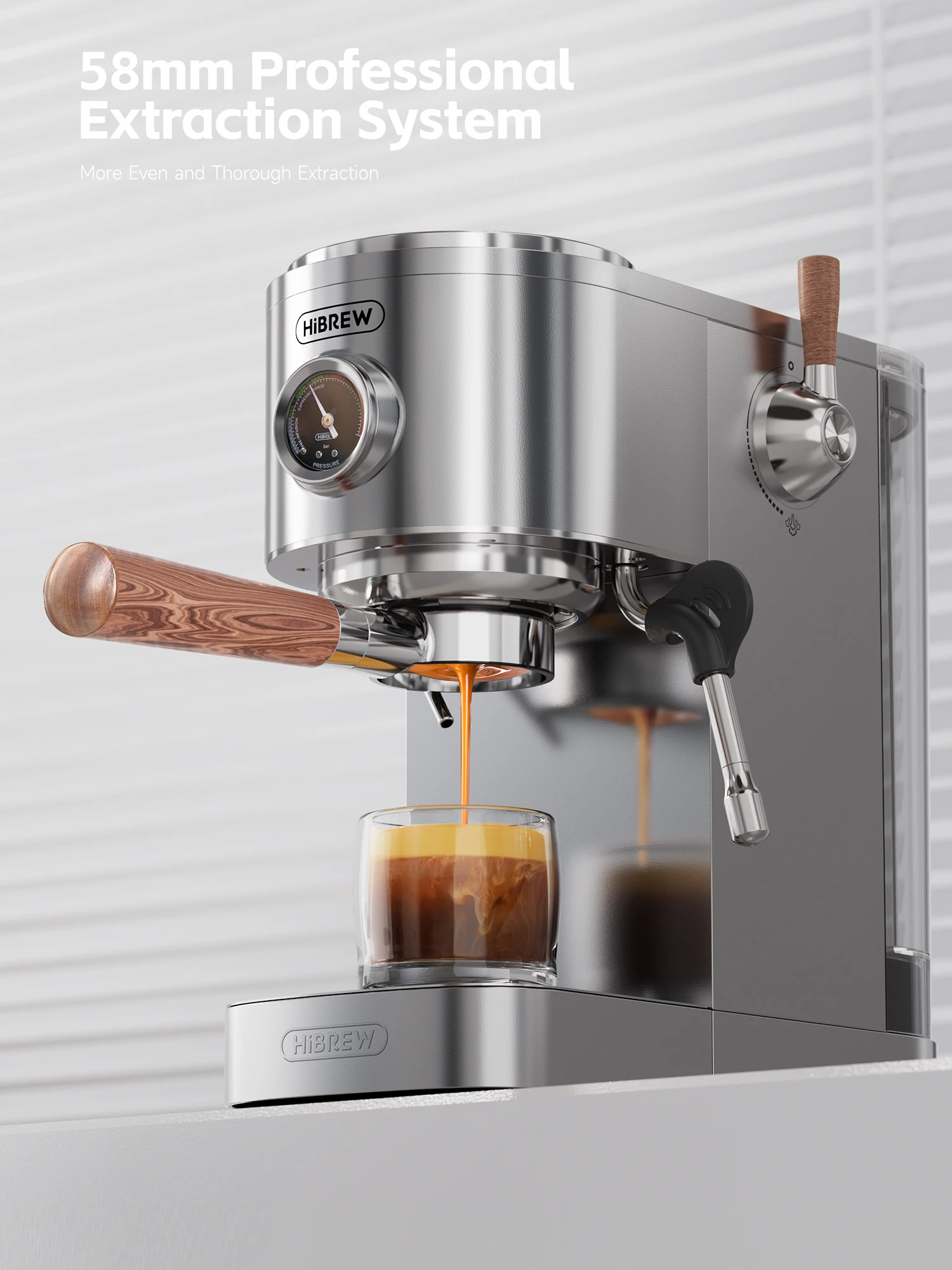 Máquina de café expreso semiautomática HiBREW, 3 niveles de temperatura ajustable, cafetera fría/caliente de 20bar, capuchino H13