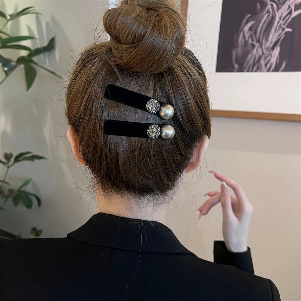 Horquillas de diamantes de Corea para mujer, pasadores de cristal de lujo, accesorios para el cabello, Clip lateral elegante, Retro, negro, caliente