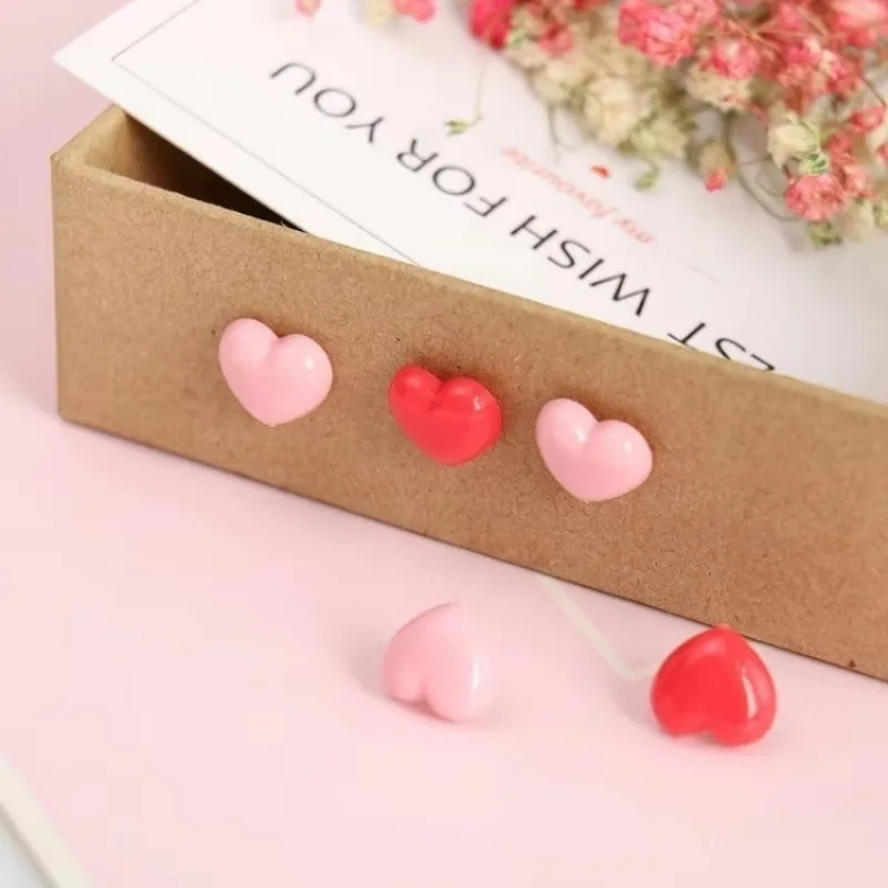 50Pc Ins 핑크 크리 에이 티브 하트 복숭아 심장 작은 플랫 헤드 푸시 핀 부드러운 나무 보드 사진 벽지도 I-네일 사무실 학교 용품