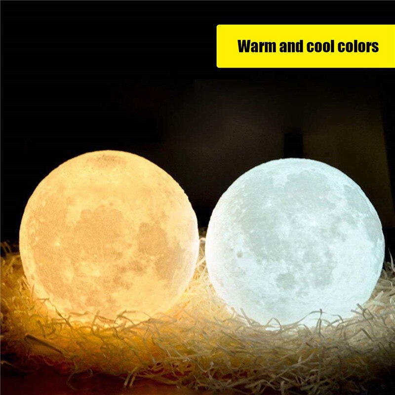 Lampe LED Rechargeable en Forme de Lune Imprimée en 3D, Luminaire Décoratif d'Nik, Idéal pour une Chambre à Coucher ou comme Cadeau d'Anniversaire
