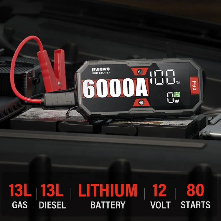 12V รถ 6000A Jump Starter 30000 MAh แบบพกพา Power Station สําหรับ 13L เครื่องยนต์เบนซิน 13 L ดีเซลเครื่องยนต์