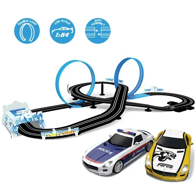 1:64 nova pista de corrida elétrica acessórios do carro brinquedos duplo controle remoto carro autorama circuito slot ferroviário veículo crianças presentes
