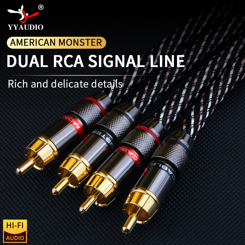 YYAUDIO HIFl cavo audio RCA stereo 6N OFC maschio a maschio cavo audio da 2RCA a 2RCA con connettore placcato oro PlugPer amplificatore CD