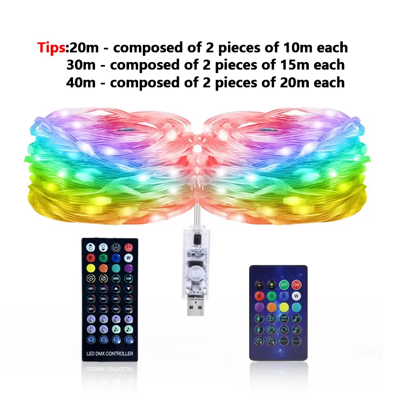 Интеллектуальная рождественская елка Sprite гирлянда 40 м RGB IC Bluetooth DIY светодиодная водонепроницаемая гирлянда USB Рождественский свет