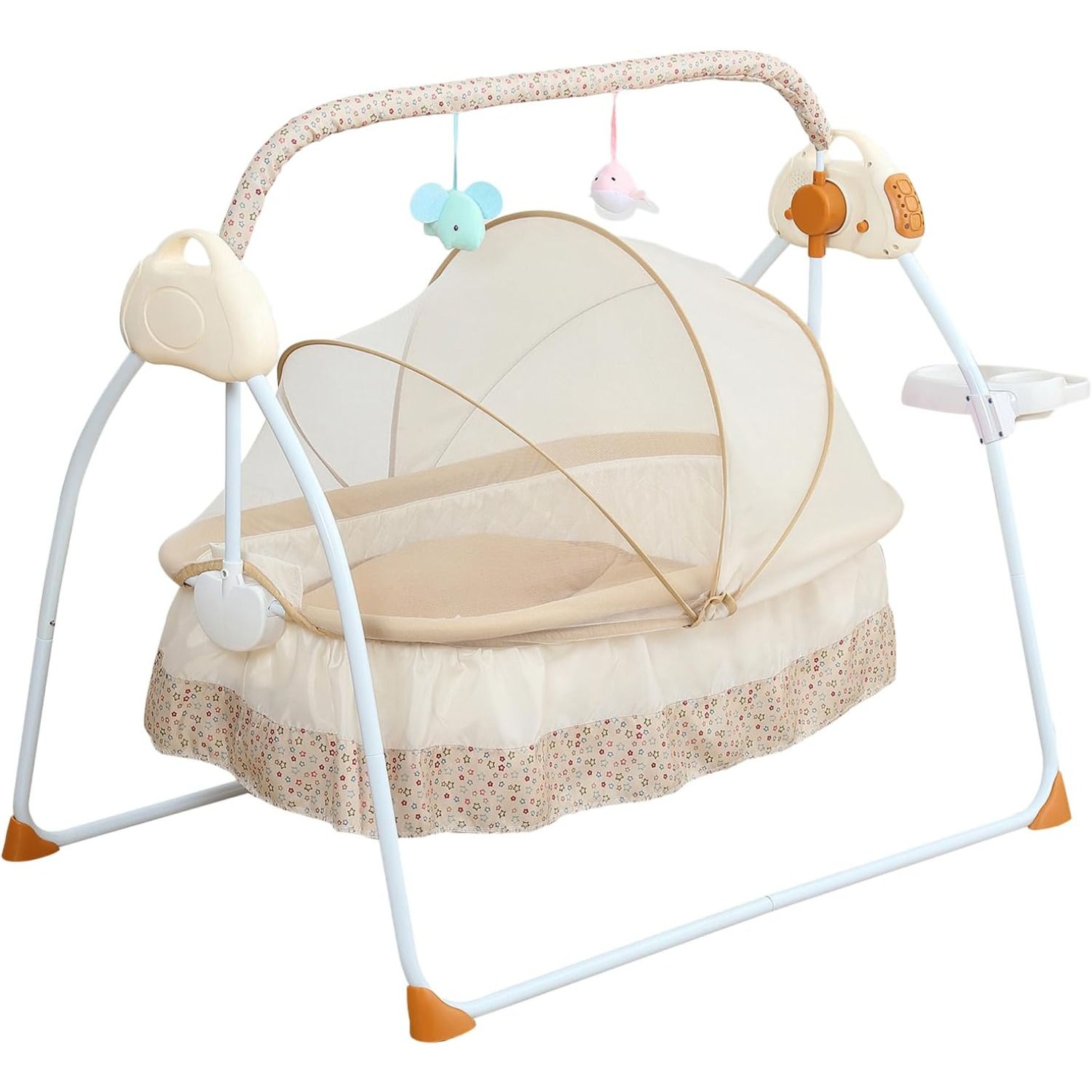 Foldable Bluetooth Baby Crib Cradle Electric Baby Cradle Swing with Remote Control Music Adjustable 5 Speed Rocking Chair Bed