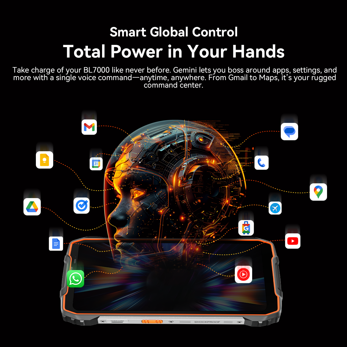BLACKVIEW BL7000 5G AI Telefone robusto Deepseek GPT Android 15 Smartphone, 6,78 "HD + 2.4K Display 120Hz, 24(8 +16)GB 256GB, 7500Amh