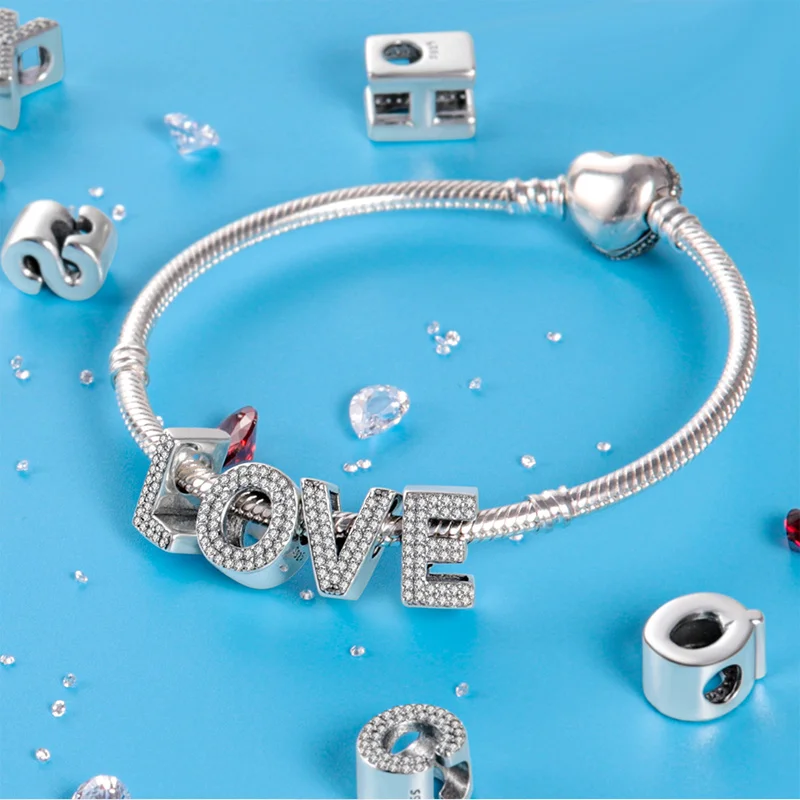 Fit original 925 prata esterlina carta encantos contas A-Z ouro amor alfabeto encantos para mulheres finas diy aniversário jóias presentes