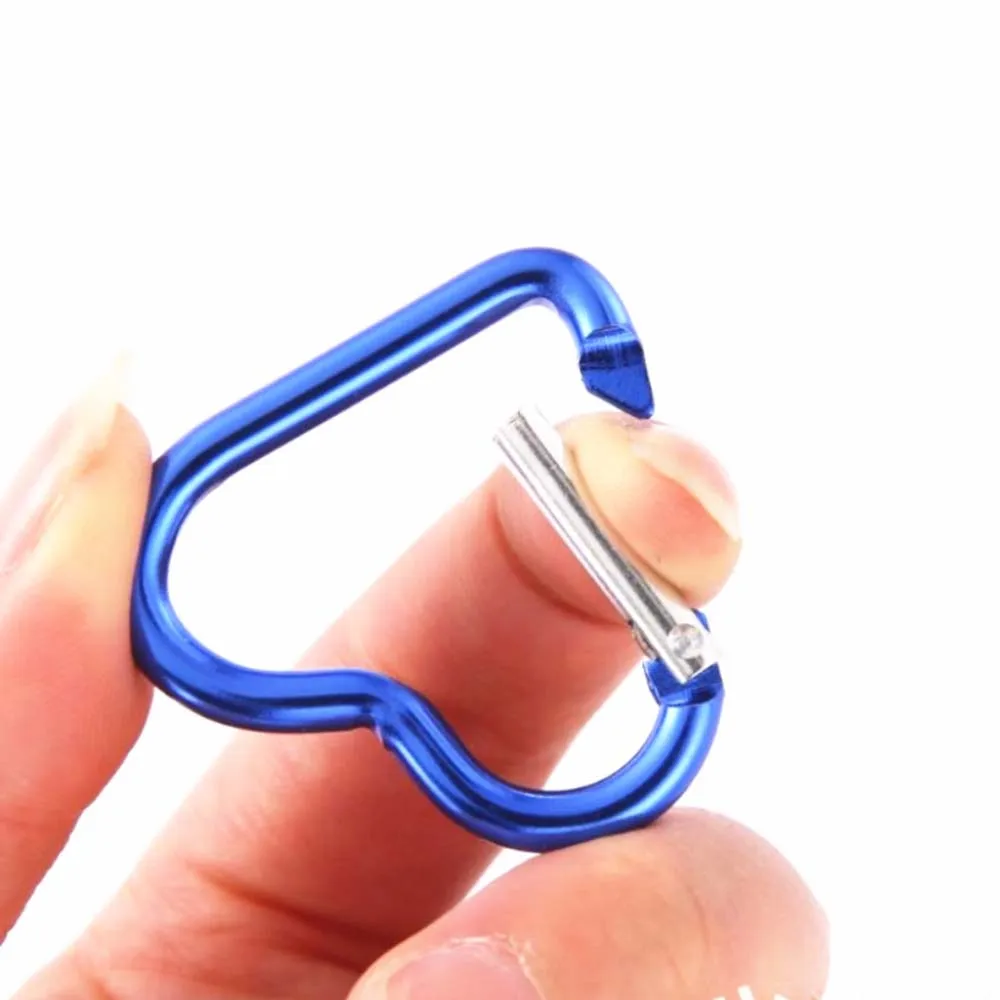 JOréinitialisation-Mousqueton en forme de cœur pour bouteille d'eau, accessoires de camping, crochet de clé en aluminium extérieur