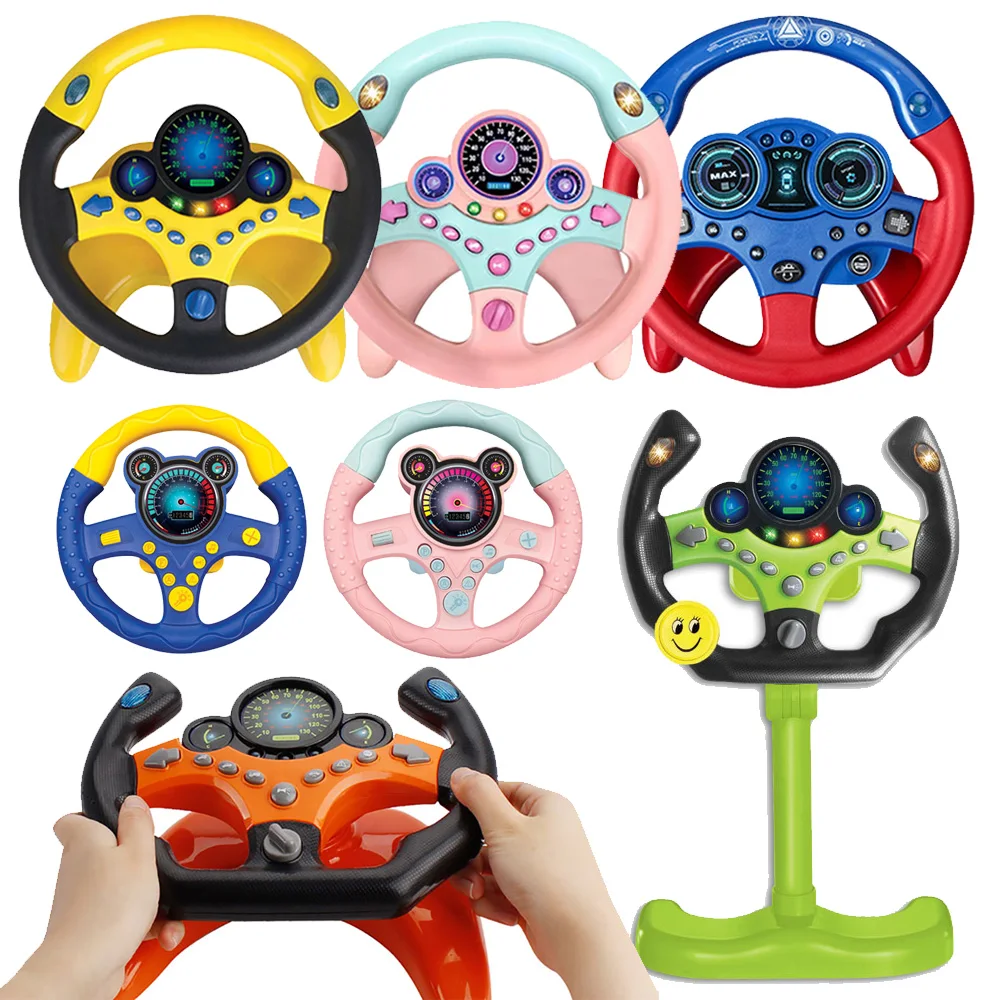 Simulação elétrica volante brinquedo com luz e som educacional crianças co-piloto carro brinquedo vocal presente