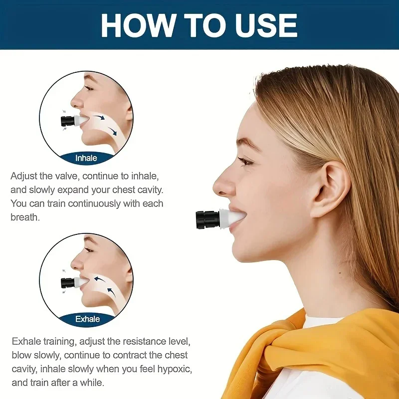 Allenatore respiratorio in silicone Ventilatore polmonare Attrezzatura per il fitness Strumenti per l'allenamento respiratorio ad alta quota per l'esercizio