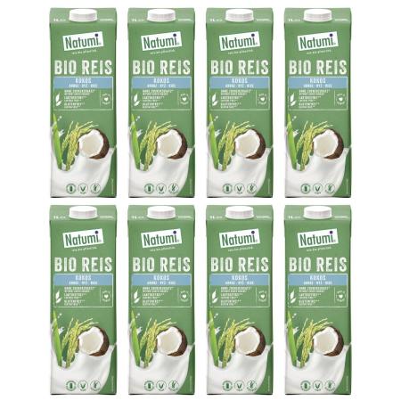 Natumi Napój ryżowo-kokosowy bezglutenowy Zestaw 8 x 1 l Bio