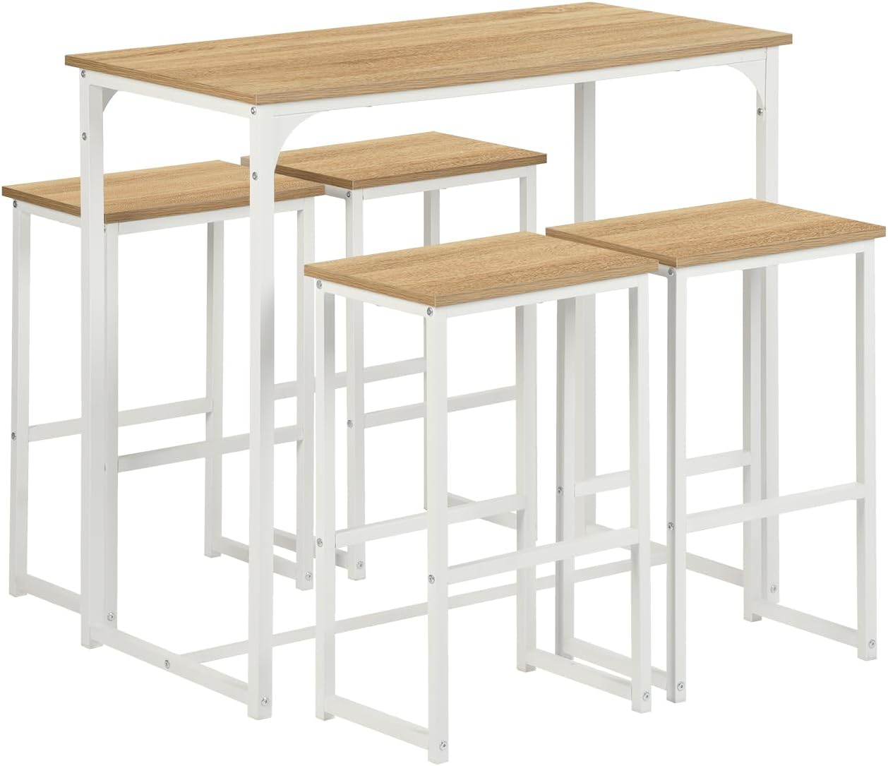 Mesa de Bar Alta Con 4 Taburetes - Juego de Comedor Para Cocina - Ahorro de Espacio, Rincón Para Casa