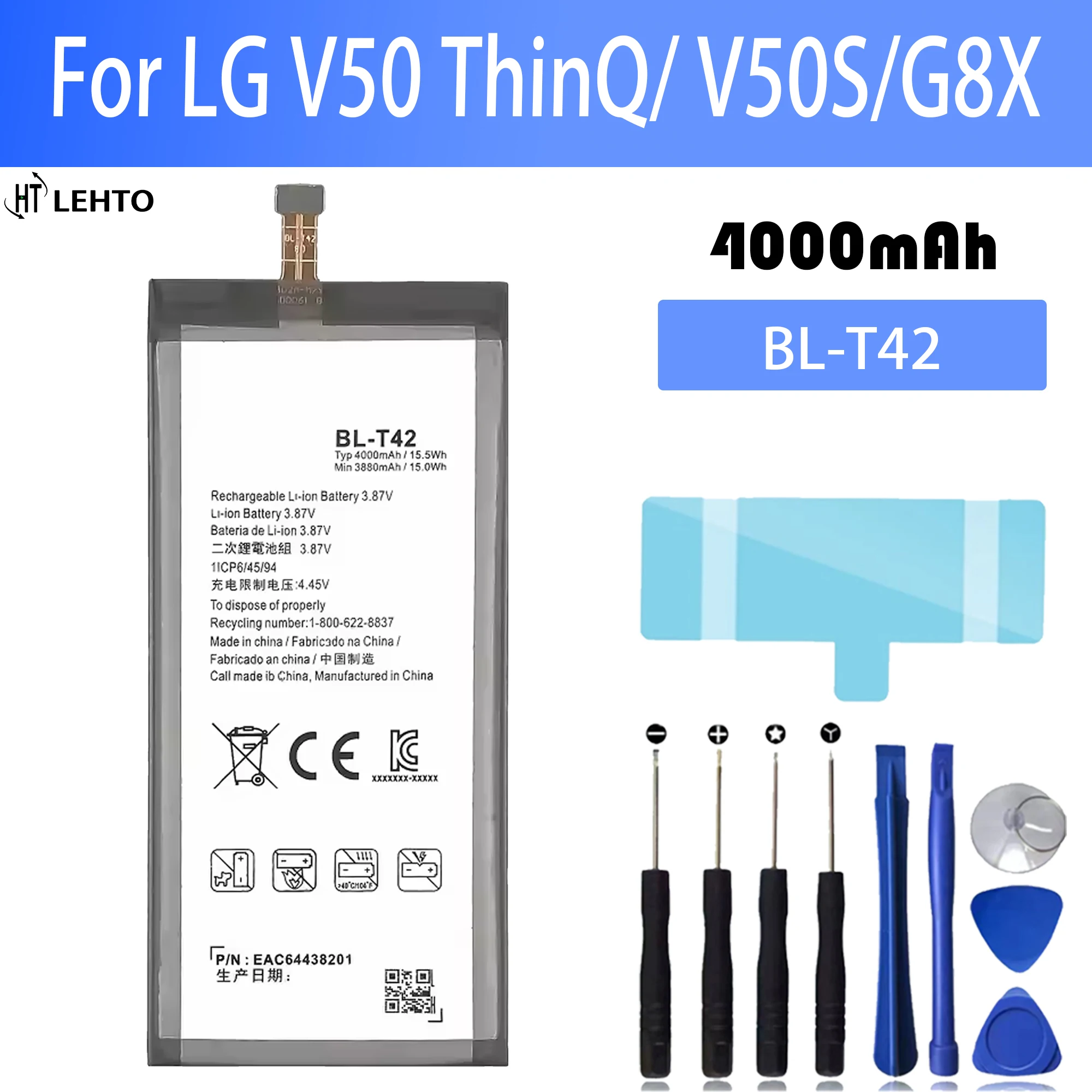 100% новый оригинальный аккумулятор BL-T42 для LG V50 ThinQ V50S/G8X + бесплатные инструменты