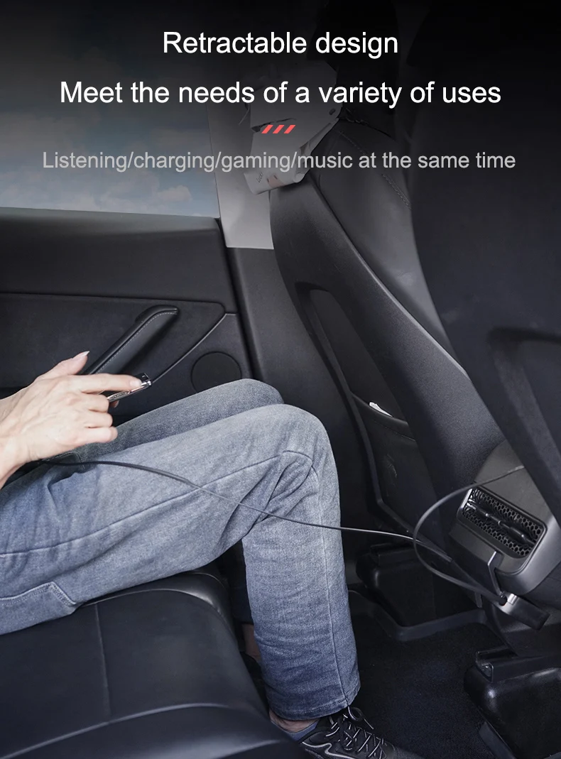 For Tesla Model 3/Y 2021-2023 Rear Air Vent Intelligent Docking Station Type-C PD 27W Fast Charger USB Extender Docking Station