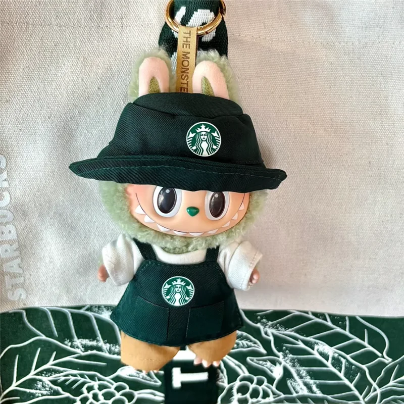 15-17cm para roupas de boneca labubu moda café conjunto de roupas de trabalho série comida rápida batatas fritas hambúrgueres roupa cosplay acessórios