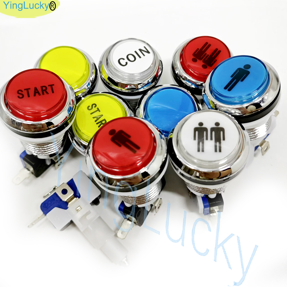 Pulsador LED Arcade 12V con pulsador plateado 2p