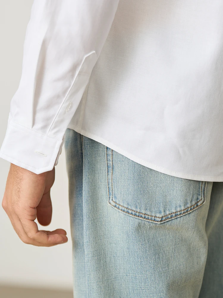 SIMWOOD 2025 verano otoño nuevo 170gsm fresco transpirable lino mezcla de algodón camisas de tela hombres Tops cómodos