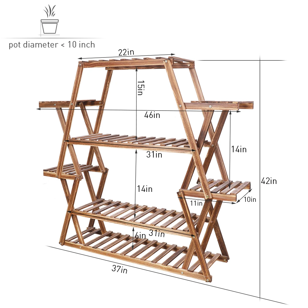 Scaffale per bonsai con supporto per piante in legno a più livelli extra large per interni ed esterni
