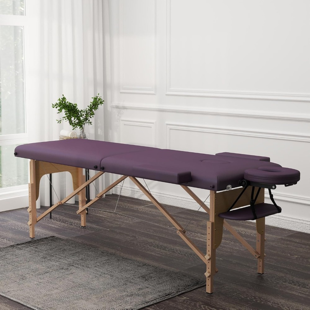 Mesa de masaje plegable, 2 zonas de madera, para fisioterapia y tatuajes