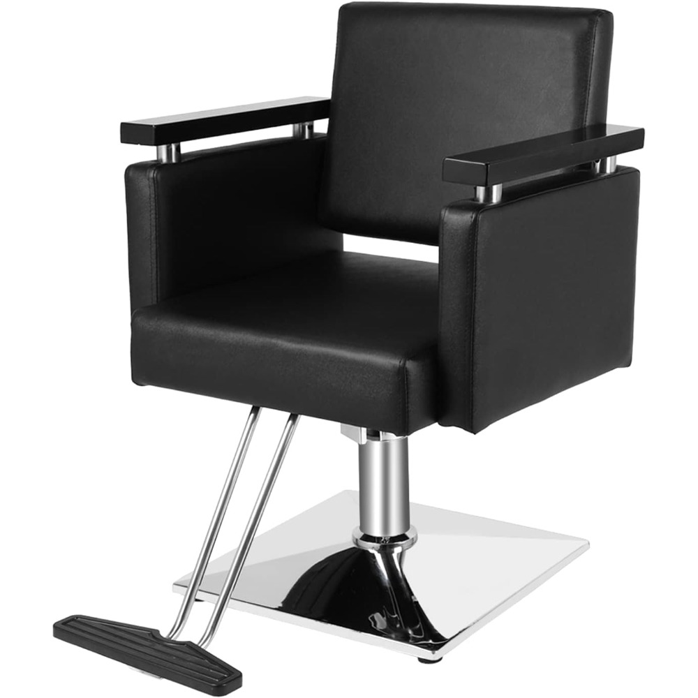 Styling Chair for Hair Salon, Hairdressing Barber Chair w/Square Base & Footrest, 360 Degrees Swivel, Beauty Spa Equipment
