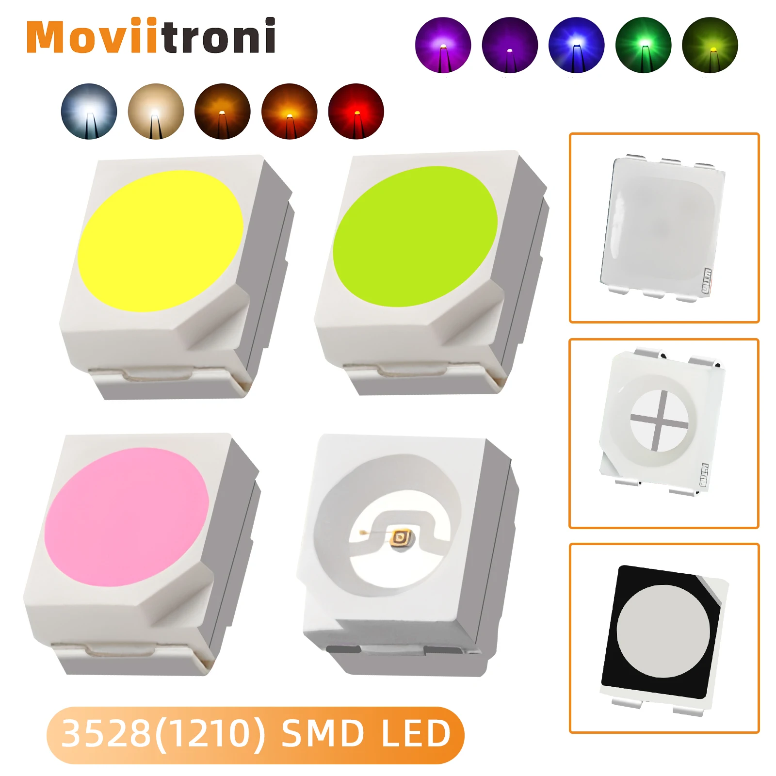 50/100pcs SMD LED Diodes 3528 1210 Diode LED Diodes Kit Mix White Green RED Yellow Blue Pink Purple-UV Orange RGB Light Beads