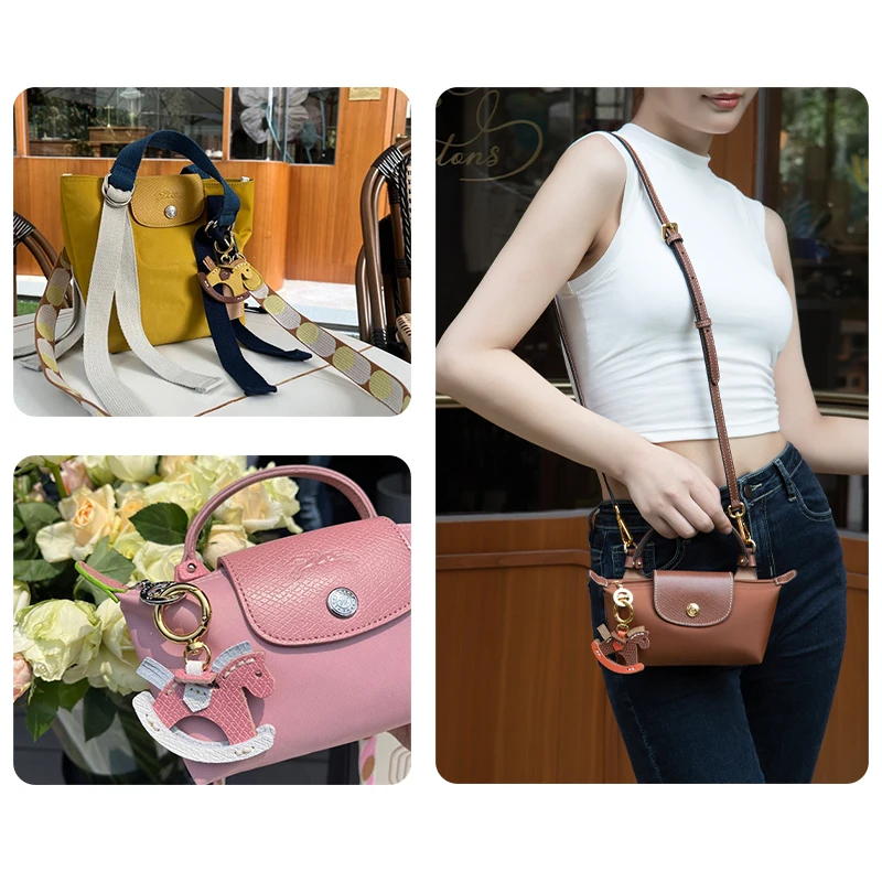 WUTA กระเป๋าหนังแท้ Charm ม้าโยกจี้สําหรับ Longchamp กระเป๋าแขวนเครื่องประดับพวงกุญแจตกแต่ง DIY กระเป๋าอุปกรณ์เสริม