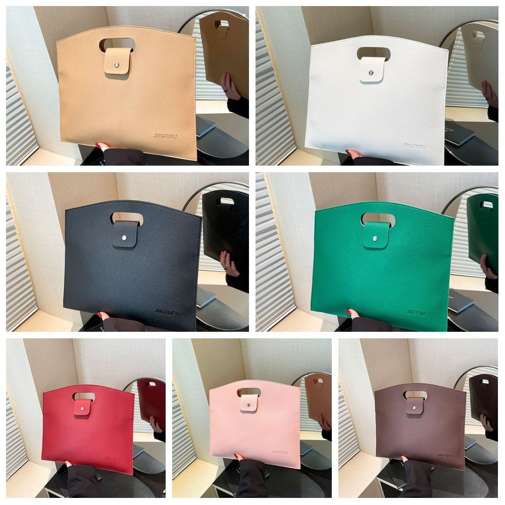 Fashionable PU Office Document Tote Bag Large Capacity Solid Color Computer Bag Laptop Bag Handbag File Bag Outdoor