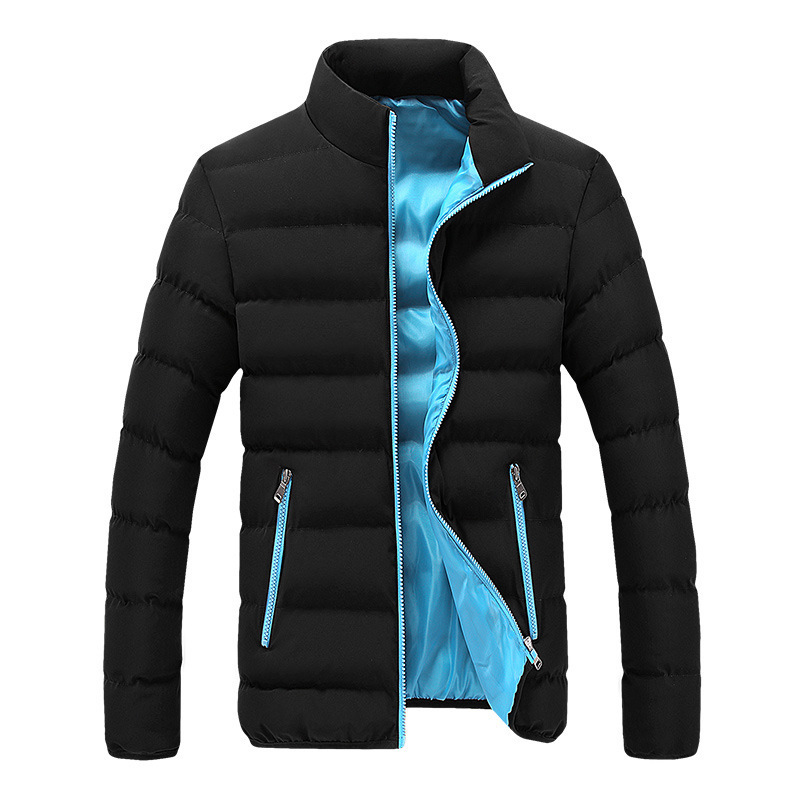 Chaqueta cálida negra para hombre, chaqueta acolchada de algodón, deportes informales, Otoño Invierno, cuello levantado, abrigo Parker grueso y cálido Jac, novedad de 2024