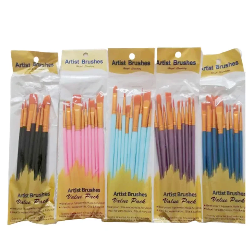 Plastic pole oil painting brushes acrylic painting brushes tools art supplies supplies drawing 10pcs/bag School office supplies