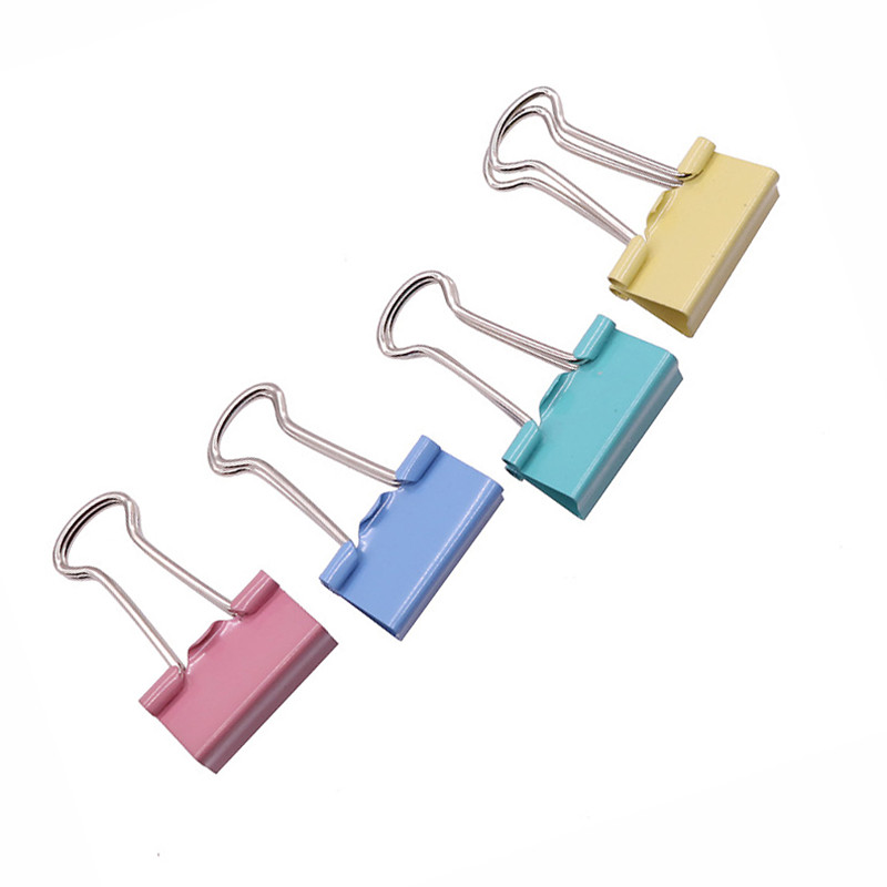 50 Pcs Wholesale Office Supplies Trumpet 19mm Color Binder Clips Dovetail Bills Clip 40 Boxed