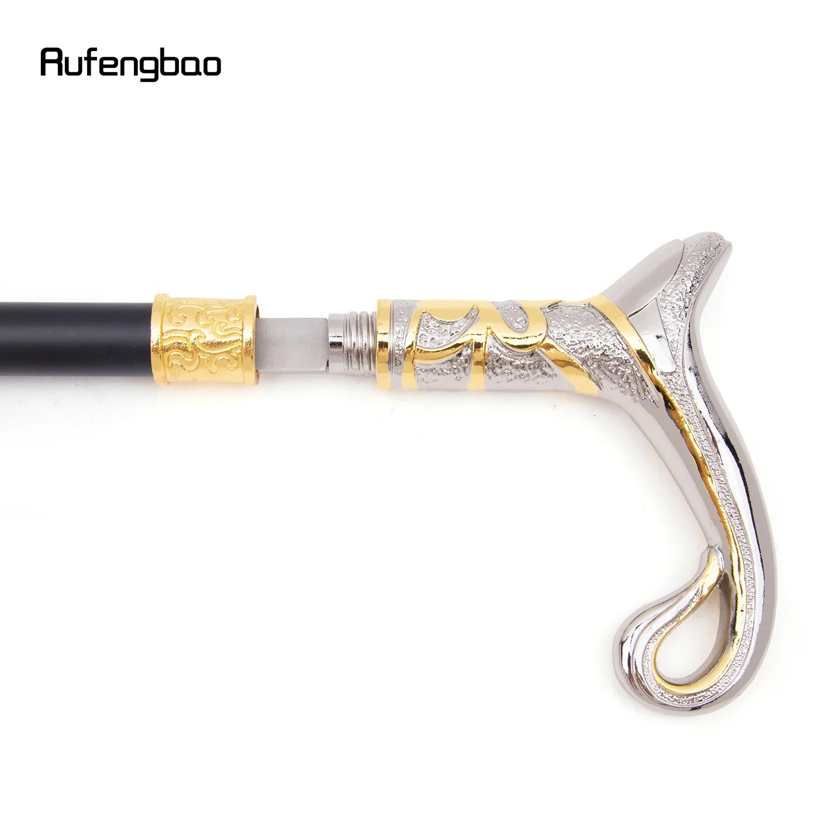 สีขาวทองหรูหรา Curve Line ประเภทเดิน Stick ซ่อนแผ่นป้องกันตัวเองแฟชั่น Cane แผ่นคอสเพลย์ Crosier Stick 92 ซม