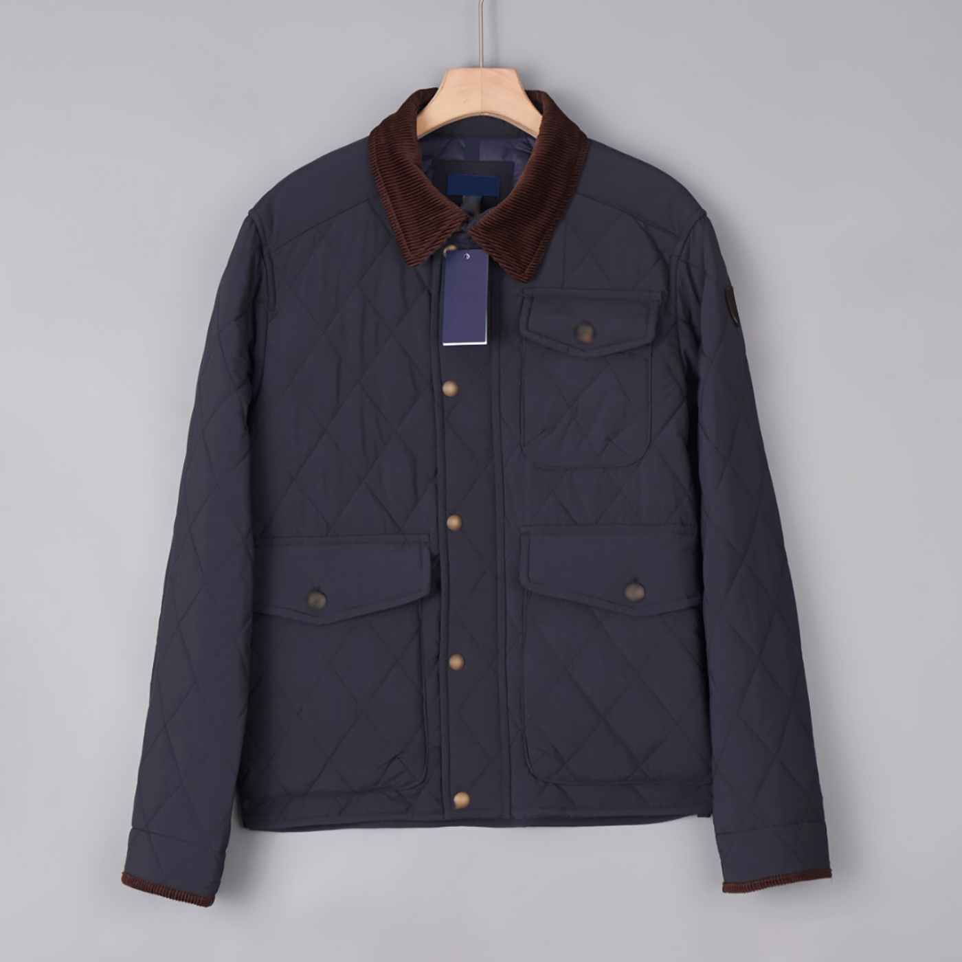 Jaqueta Clássica Masculina Retrô de Aodão com Estampa de Diamante Estilo Workwear 2025 Nova Chegada Casual Solta Manga Long...