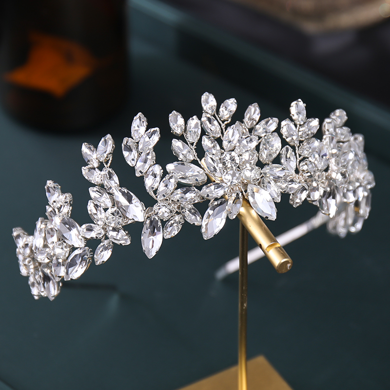 Bruiloft Bruids Hoofdband Handgemaakte Strass Kristal Bloem Hoofdband Haarband Tiara Voor Vrouwen Bruiloft Haaraccessoires Sieraden