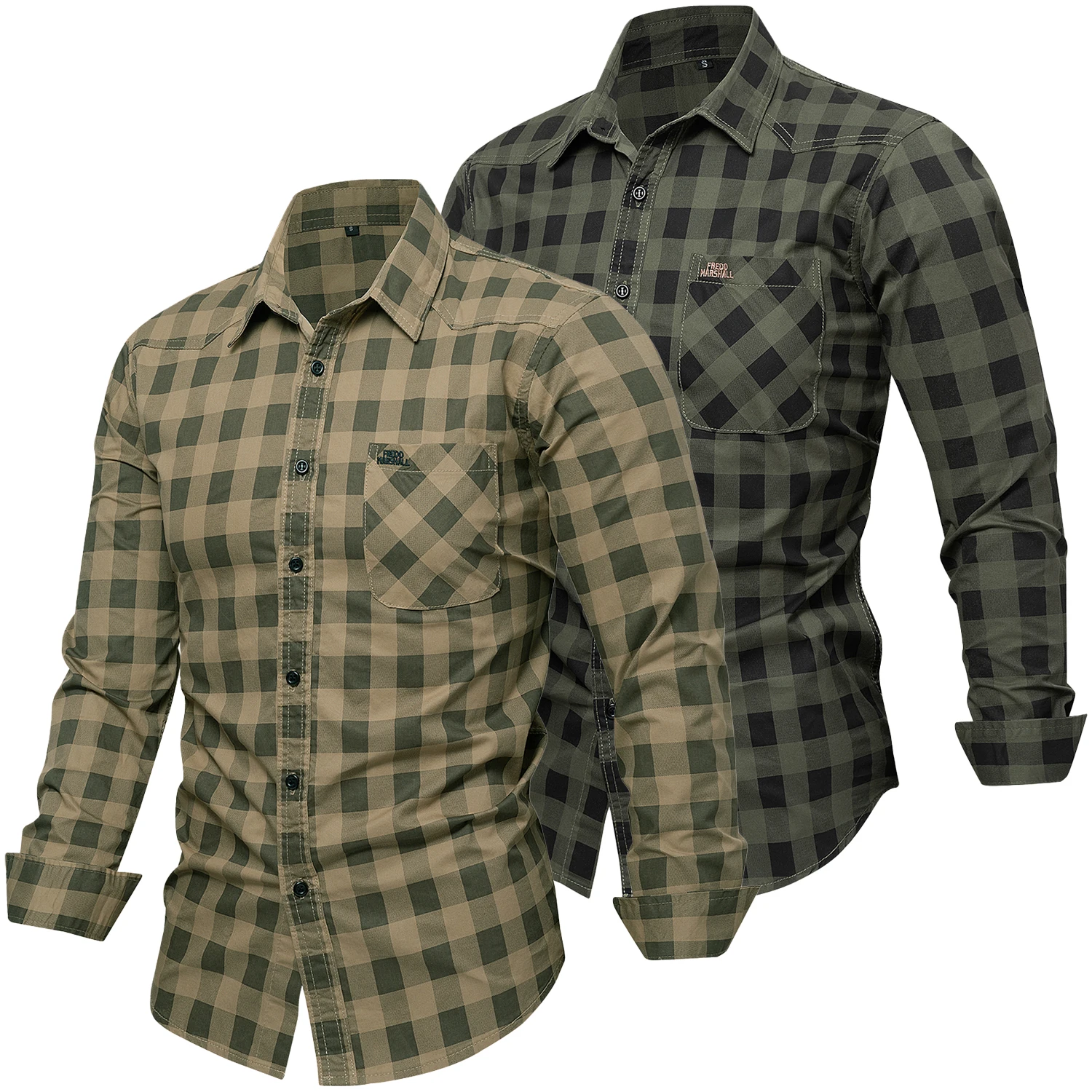 Camicia scozzese in cotone 100% da uomo di nuova moda autunno 2025 Top Camicie casual con ricamo a lettera a maniche lunghe abbottonate con tasca