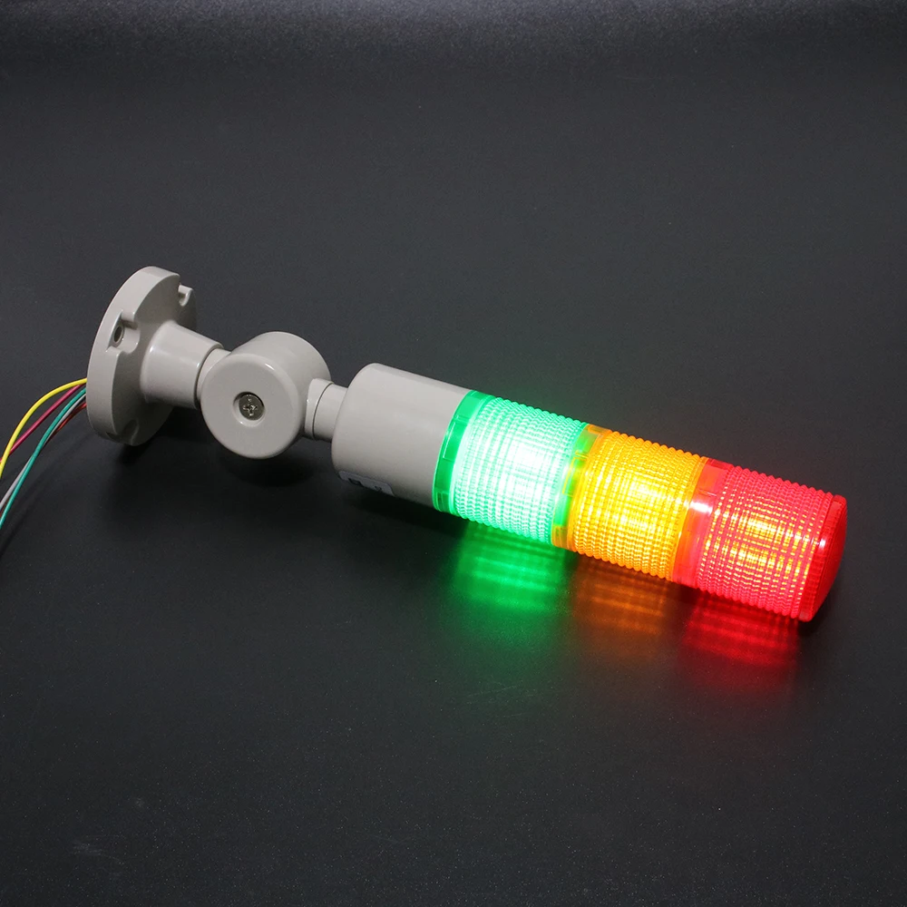 ไฟสแต็คอุตสาหกรรมหลายชั้น 3 ชั้น LED สัญญาณทาวเวอร์สัญญาณเตือนเครื่องจักรข้อควรระวังไฟความปลอดภัยพร้อมฐานหมุน