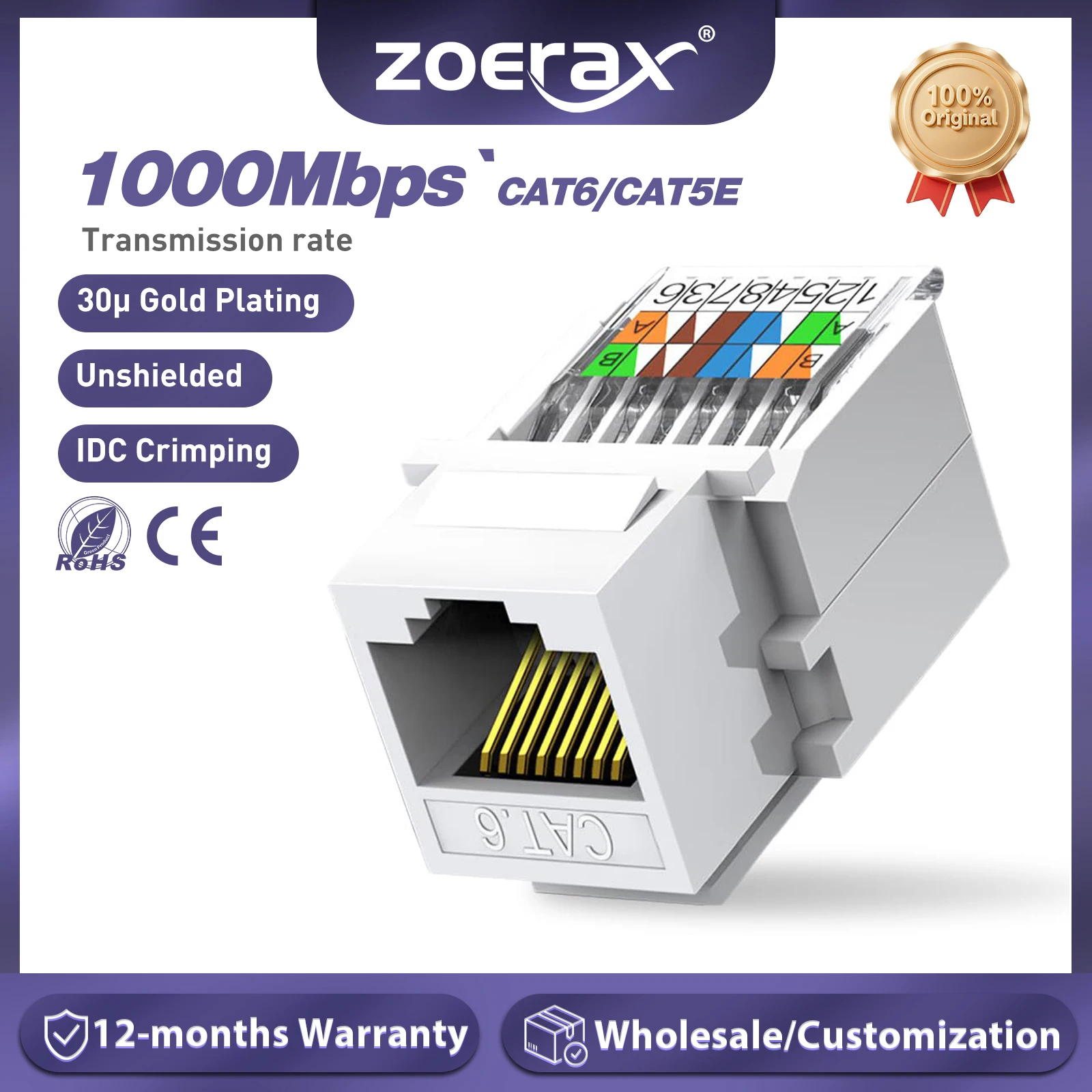 1 шт., разъем-переходник для модуля Keystone Cat5e Cat6