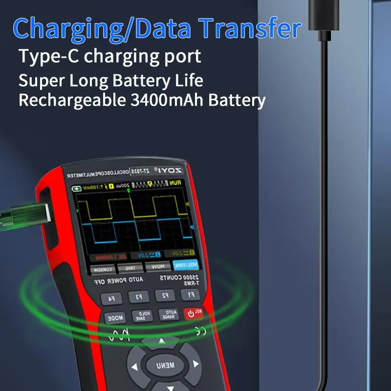 ZOYI ZT- 3-in-1 Oscilloscope Multimeter with 3.5 Inch IPS Display,25000 Counts, Dual Channel 50MHZ Bandwidth,280MSa/s High